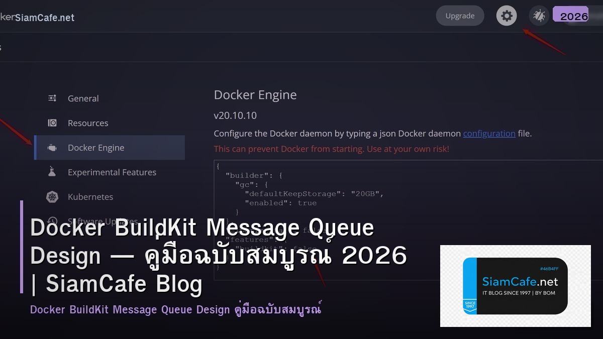 Docker BuildKit Message Queue Design — คู่มือฉบับสมบูรณ์ 2026 | SiamCafe Blog