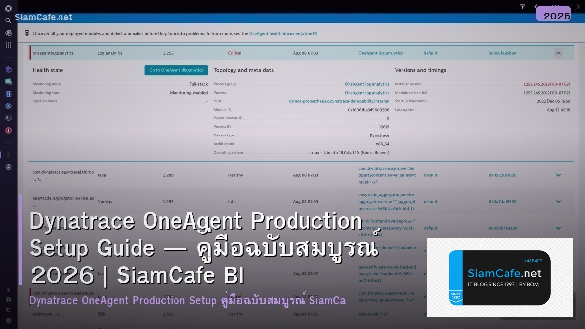 Dynatrace OneAgent Production Setup Guide — คู่มือฉบับสมบูรณ์ 2026 | SiamCafe Blog