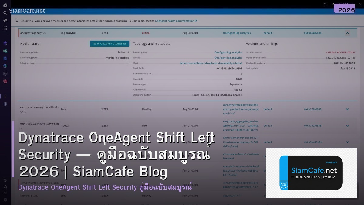 Dynatrace OneAgent Shift Left Security — คู่มือฉบับสมบูรณ์ 2026 | SiamCafe Blog