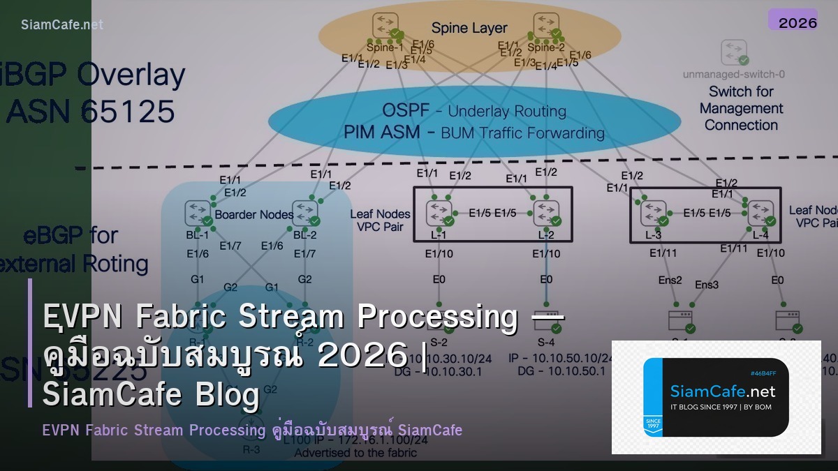 EVPN Fabric Stream Processing — คู่มือฉบับสมบูรณ์ 2026 | SiamCafe Blog