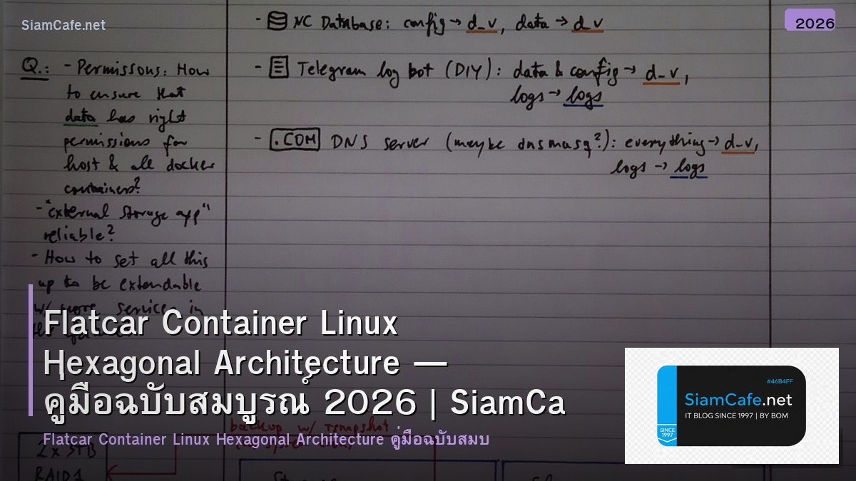 Flatcar Container Linux Hexagonal Architecture — คู่มือฉบับสมบูรณ์ 2026 | SiamCafe Blog
