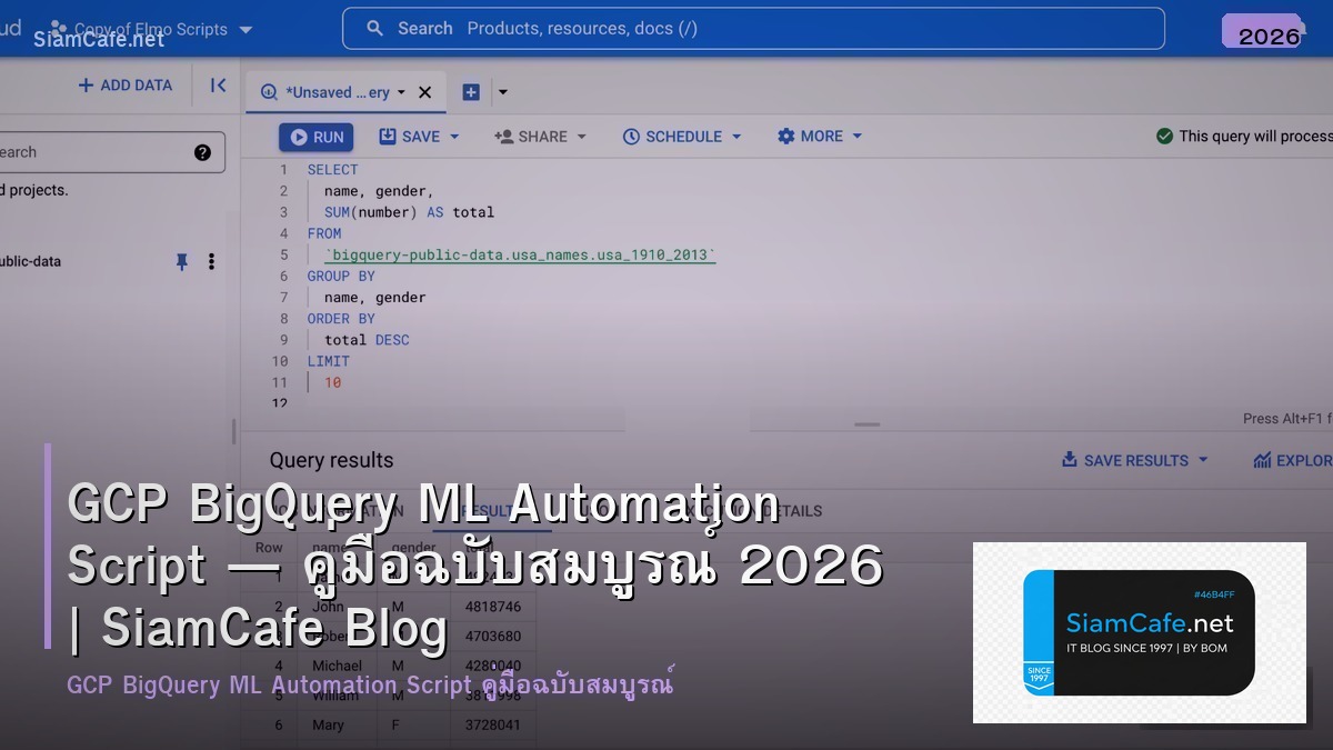 GCP BigQuery ML Automation Script — คู่มือฉบับสมบูรณ์ 2026 | SiamCafe Blog