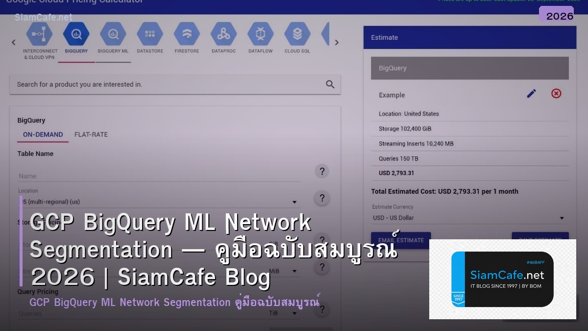 GCP BigQuery ML Network Segmentation — คู่มือฉบับสมบูรณ์ 2026 | SiamCafe Blog