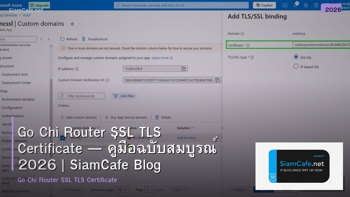 Go Chi Router SSL TLS Certificate — คู่มือฉบับสมบูรณ์ 2026 | SiamCafe Blog