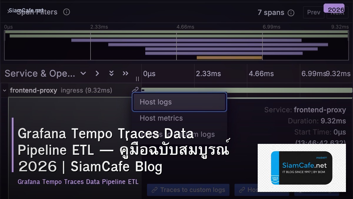 Grafana Tempo Traces Data Pipeline ETL — คู่มือฉบับสมบูรณ์ 2026 | SiamCafe Blog
