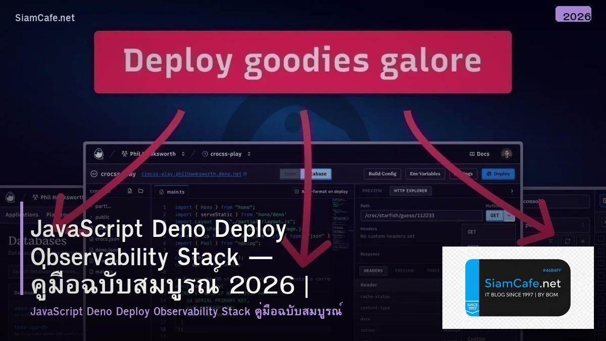 JavaScript Deno Deploy Observability Stack — คู่มือฉบับสมบูรณ์ 2026 | SiamCafe Blog