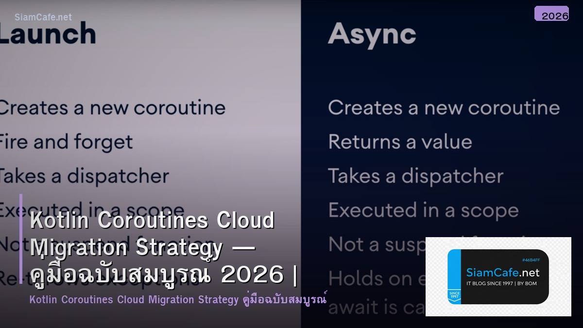 Kotlin Coroutines Cloud Migration Strategy — คู่มือฉบับสมบูรณ์ 2026 | SiamCafe Blog