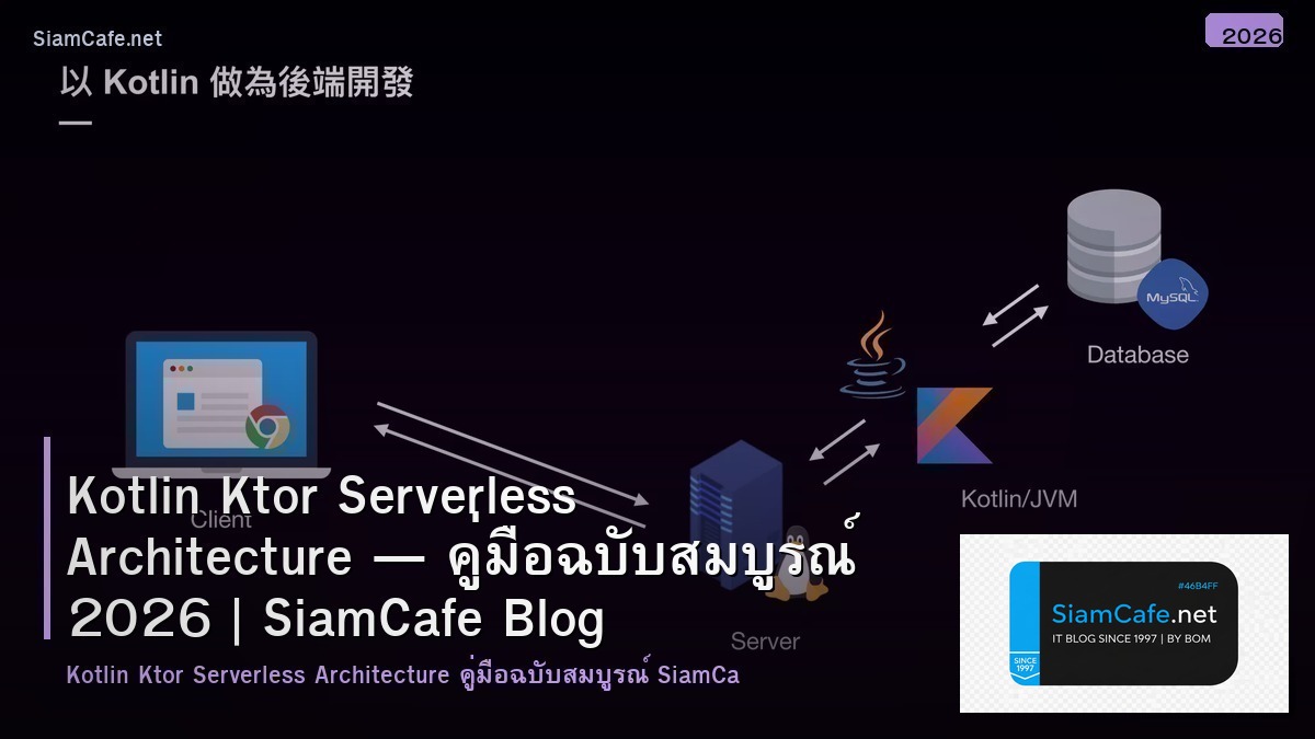 Kotlin Ktor Serverless Architecture — คู่มือฉบับสมบูรณ์ 2026 | SiamCafe Blog
