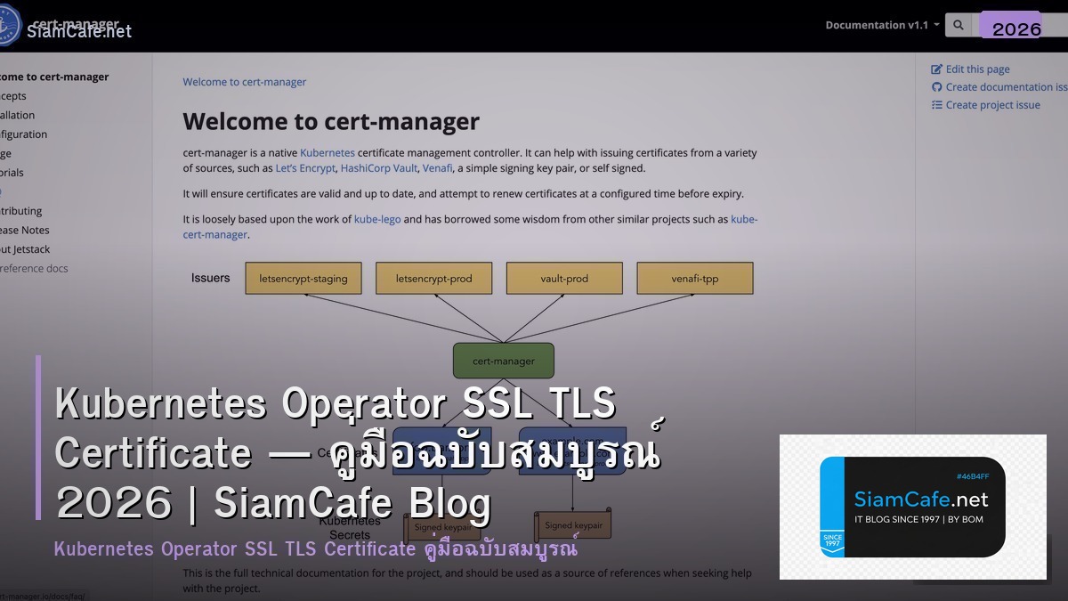 Kubernetes Operator SSL TLS Certificate — คู่มือฉบับสมบูรณ์ 2026 | SiamCafe Blog