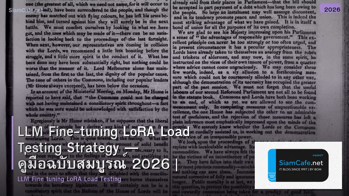 LLM Fine-tuning LoRA Load Testing Strategy — คู่มือฉบับสมบูรณ์ 2026 | SiamCafe Blog