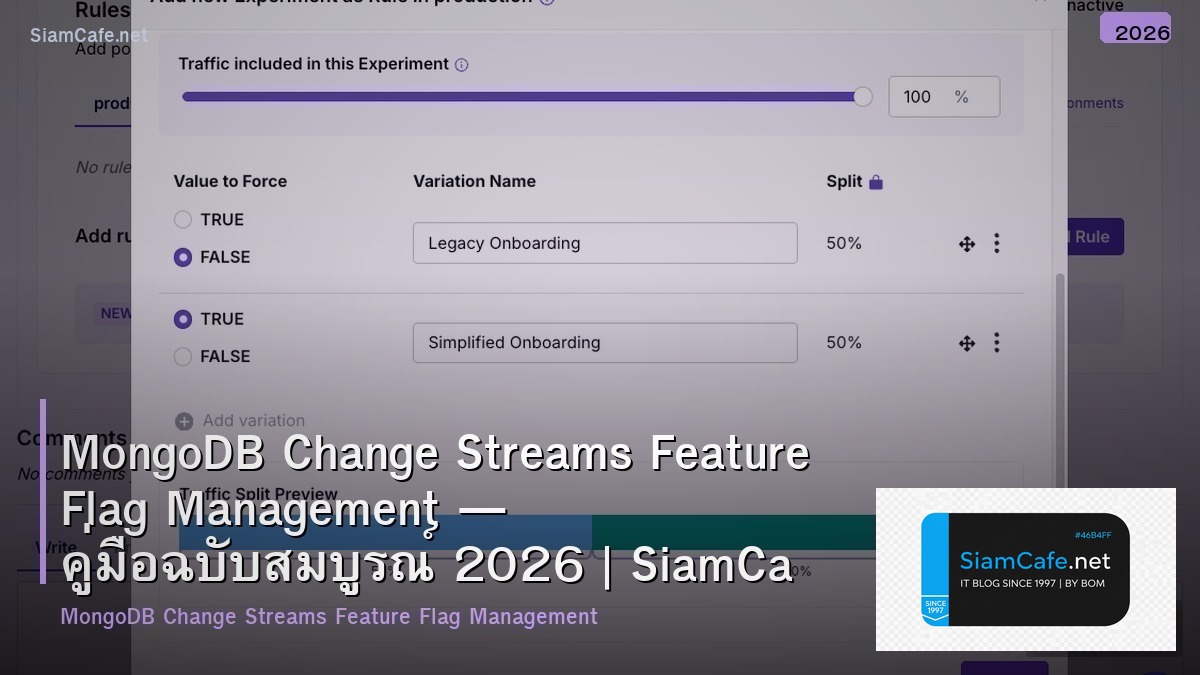 MongoDB Change Streams Feature Flag Management — คู่มือฉบับสมบูรณ์ 2026 | SiamCafe Blog