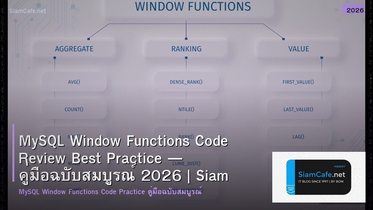 MySQL Window Functions Code Review Best Practice — คู่มือฉบับสมบูรณ์ 2026 | SiamCafe Blog
