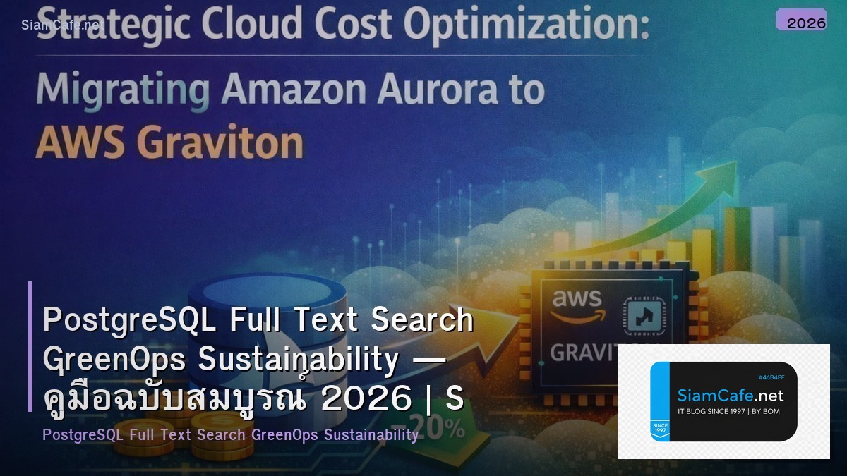 PostgreSQL Full Text Search GreenOps Sustainability — คู่มือฉบับสมบูรณ์ 2026 | SiamCafe Blog